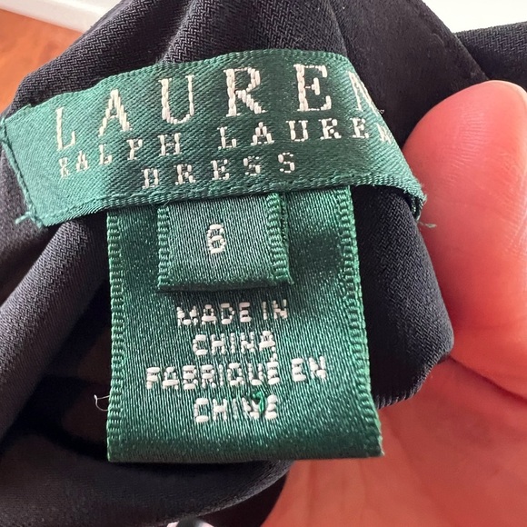 Lauren Ralph Lauren Mixed Media Black Full Skirt Taffeta Dress Size 6 - Picture 6 of 7